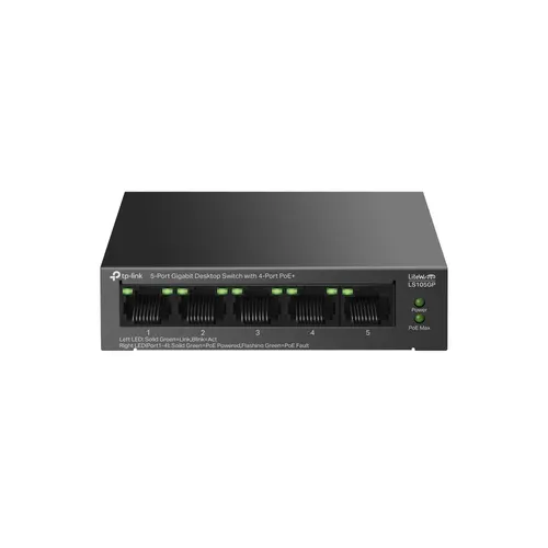 TP-Link LiteWave LS105GP przełącznik sieciowy Nie zarządzany Gigabit Ethernet (10/100/1000) Obsługa PoE Czarny