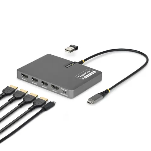 StarTech.com QUAD-USB-HDMI-ADAPT stacja dokująca Przewodowa USB 3.2 Gen 1 (3.1 Gen 1) Type-C Szary
