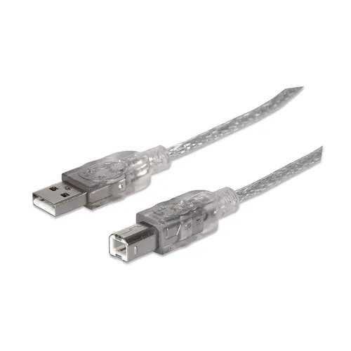 Manhattan 333405 kabel USB USB 2.0 1,8 m USB A USB B 0,48 Gbit/s Srebrny