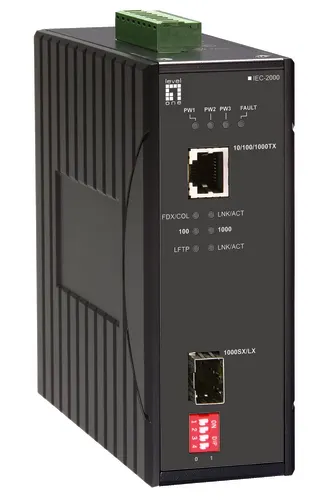 LevelOne IEC-2000 konwerter sieciowy 1000 Mbit/s Czarny