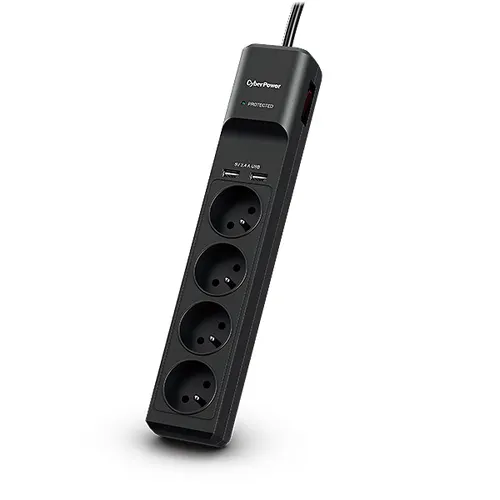 CyberPower Tracer III P0420SUD0-FR ochrona przeciwprzepięciowa Czarny 4 x gniazdo sieciowe 200 - 250 V 1,8 m