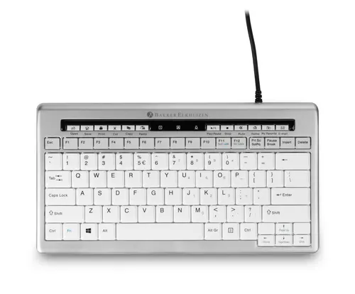 BakkerElkhuizen S-board 840 klawiatura Biuro USB QWERTY US English Jasny Szary, Biały