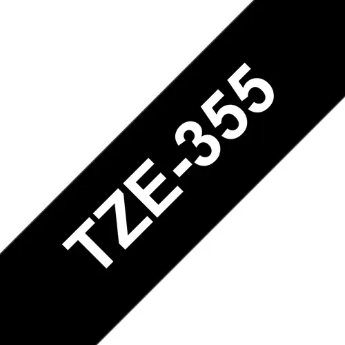 Brother TZE-355 taśmy do etykietowania Biały na czarnym