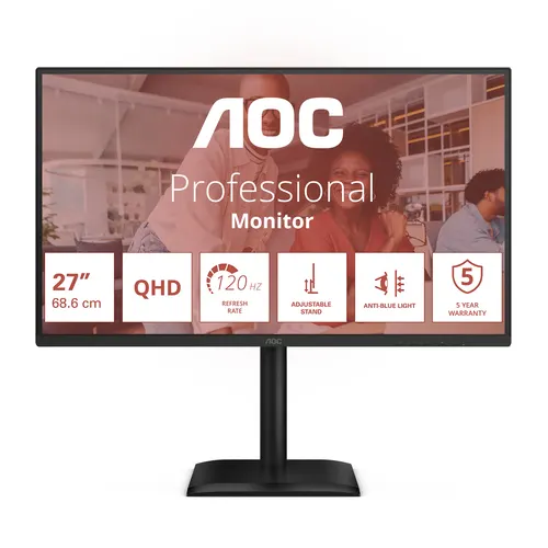 AOC E4 Q27E4U monitor komputerowy 68,6 cm (27") 2560 x 1440 px Quad HD LED Czarny