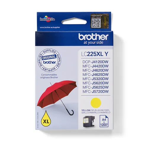 Brother LC225XLY nabój z tuszem 1 szt. Oryginalny Wysoka (XL) wydajność Żółty