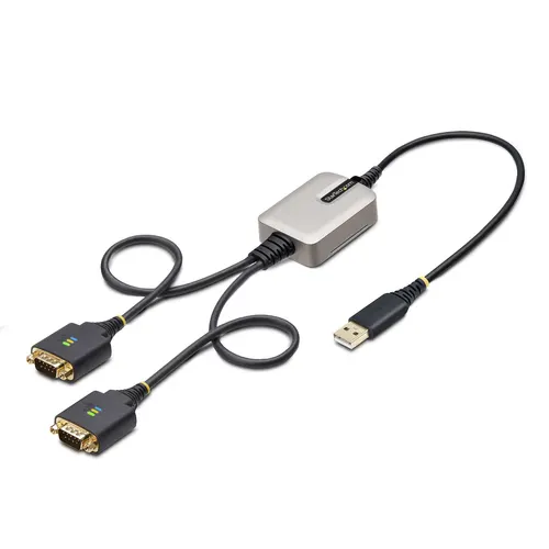 StarTech.com 2P1FFC-USB-SERIAL przejściówka do kabli USB-A 2 x DB-9 RS-232 Czarny, Szary