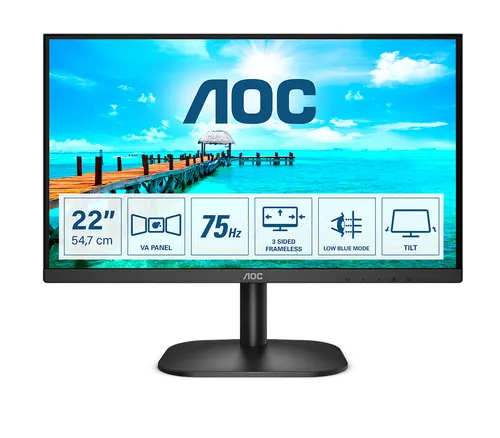 AOC B2 22B2H/EU monitor komputerowy 54,6 cm (21.5") 1920 x 1080 px Full HD LED Czarny