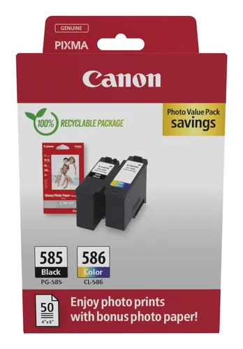 Canon PG-585/CL-586 PVP nabój z tuszem 2 szt. Oryginalny Czarny, Cyjan, Purpurowy, Żółty