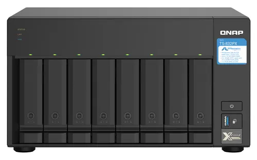 QNAP TS-832PX NAS Tower Annapurna Labs AL324 4 GB DDR4 0 TB QNAP Turbo System Aluminium, Czarny