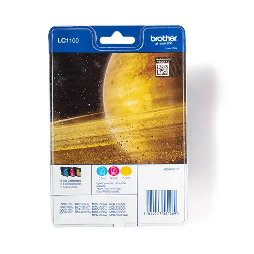 Brother LC1100RBWBP nabój z tuszem 3 szt. Oryginalny Cyjan, Purpurowy, Żółty