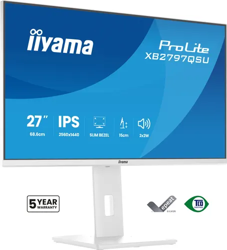 iiyama ProLite XB2797QSU-W1 monitor komputerowy 68,6 cm (27") 2560 x 1440 px Quad HD LED Biały