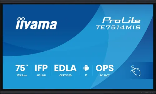 iiyama PROLITE TE7514MIS-B2AG Kiosk 190,5 cm (75") LCD Wi-Fi 435 cd/m² 4K Ultra HD Czarny Ekran dotykowy Procesor wbudowany Android 24/7