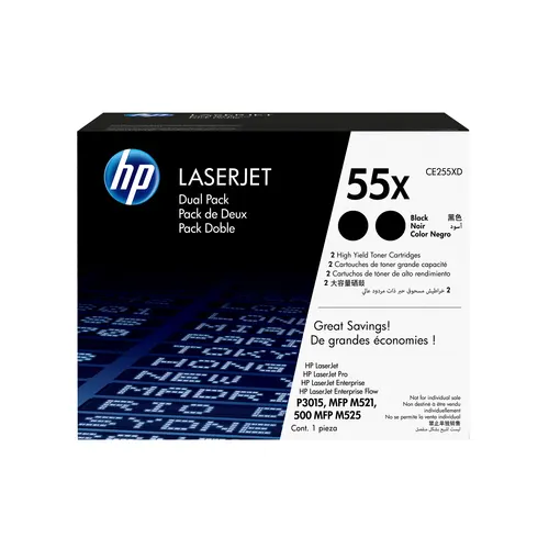 HP 55X zestaw 2 oryginalnych wkładów z czarnym tonerem LaserJet XL