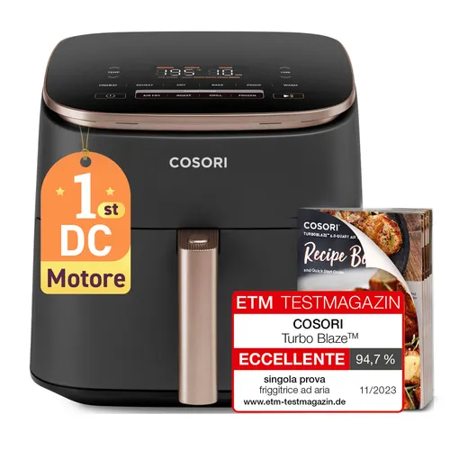 Cosori Turbo Blaze Chef Edition Pojedyńczy 6 l Autonomiczny 1725 W Frytkownica na gorące powietrze Czarny, Różowe złoto