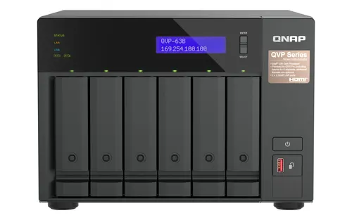QNAP QVP-63B serwer danych NAS Tower Intel® Core™ i3 16 GB DDR4 0 TB Czarny