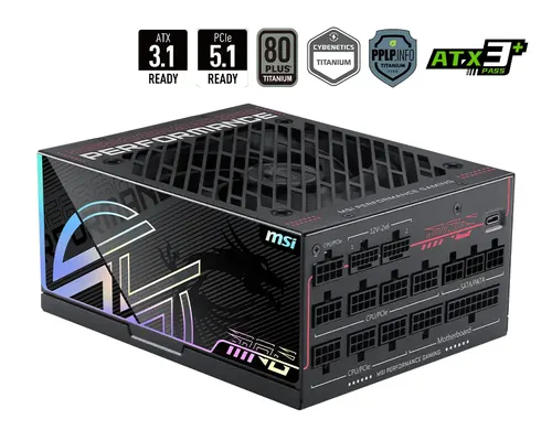 MSI MPG Ai1300TS PCIE5 moduł zasilaczy 1300 W 24-pin ATX ATX Czarny