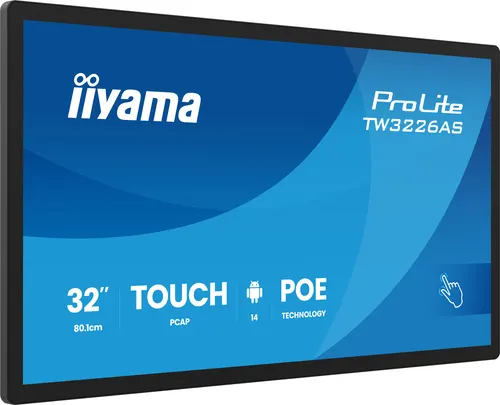 iiyama TW3226AS-B3P signage display Kiosk 80 cm (31.5") LED Wi-Fi 430 cd/m² Full HD Czarny Ekran dotykowy Procesor wbudowany Android 24/7