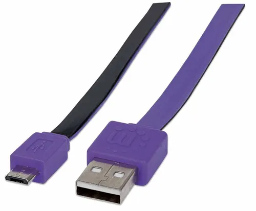 Manhattan 391368 kabel USB USB 2.0 1 m USB A Micro-USB B 0,48 Gbit/s Czarny, Fioletowy