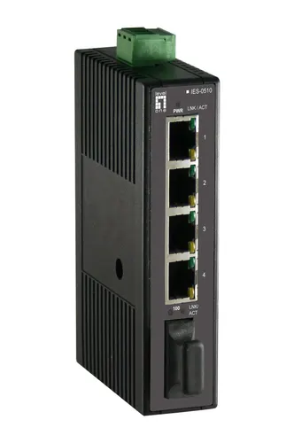 LevelOne IES-0510 przełącznik sieciowy Nie zarządzany Fast Ethernet (10/100) Czarny