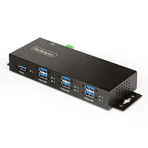 StarTech.com 5G7AINDRM-USB-A-HUB huby i koncentratory USB 3.2 Gen 1 (3.1 Gen 1) Type-B 5000 Mbit/s Czarny