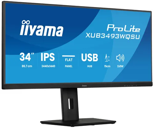 iiyama ProLite XUB3493WQSU-B6 monitor komputerowy 86,4 cm (34") 3440 x 1440 px UltraWide Quad HD LED Czarny