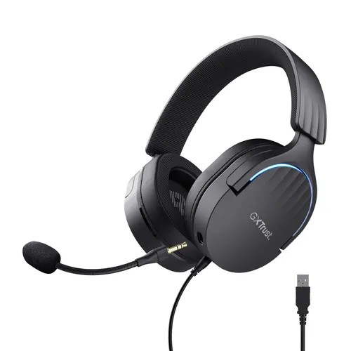 Trust GXT 490 FAYZO Zestaw słuchawkowy Przewodowa Opaska na głowę Gaming USB Typu-A Czarny