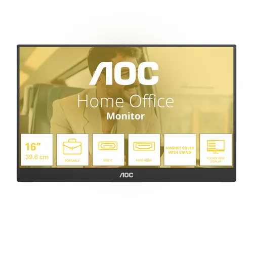 AOC 16T20E2 przenośny telewizor / monitor Przenośny monitor Czarny 39,6 cm (15.6") LED 1920 x 1080 px