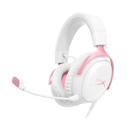 HyperX Cloud III — zestaw słuchawkowy dla graczy (biały/różowy)