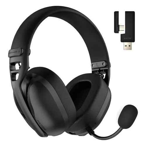 HATOR Hyperpunk 3 Wireless zestaw słuchawkowy gamingowy, połączenie 2.4 GHz + Bluetooth + USB, Hi-Res Audio, LDAC, THX, Czarny