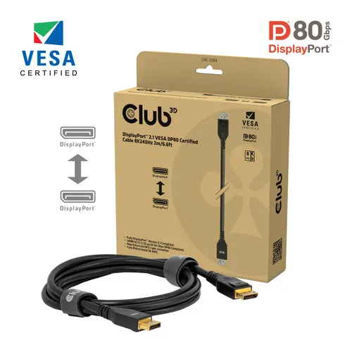 CLUB3D CAC-1094 kabel DisplayPort 2 m Czarny