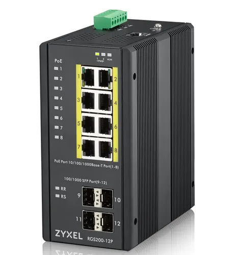 Zyxel RGS200-12P Zarządzany L2 Gigabit Ethernet (10/100/1000) Obsługa PoE Czarny