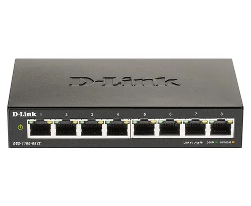 D-Link DGS-1100-08V2 Zarządzany L2 Gigabit Ethernet (10/100/1000) Czarny