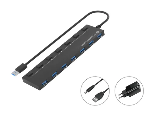 Conceptronic HUBBIES19BP huby i koncentratory USB 3.2 Gen 1 (3.1 Gen 1) Type-A 5000 Mbit/s Czarny