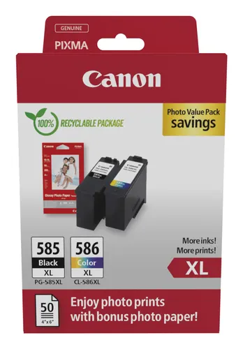 Canon PG-585XL/CL-586 PVP nabój z tuszem 2 szt. Oryginalny Wysoka (XL) wydajność Czarny, Cyjan, Purpurowy, Żółty