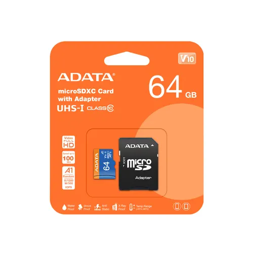 ADATA 64GB, microSDHC, Class 10 UHS-I Klasa 10