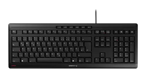 CHERRY STREAM klawiatura Dom/Biuro USB QWERTY Portugalski Czarny, Szary