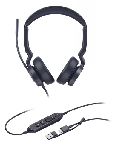 Yealink UH46 Dual Teams USB-C/A Zestaw słuchawkowy Przewodowa Opaska na głowę Biuro/centrum telefoniczne USB Type-C / USB Type-A Czarny