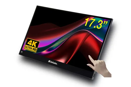 Verbatim 16105568 monitor komputerowy 43,9 cm (17.3") 3840 x 2160 px 4K Ultra HD LCD Ekran dotykowy Czarny