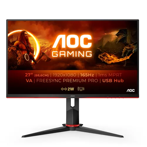 AOC 27G2SU/BK monitor komputerowy 68,6 cm (27") 1920 x 1080 px Full HD LED Czarny, Czerwony