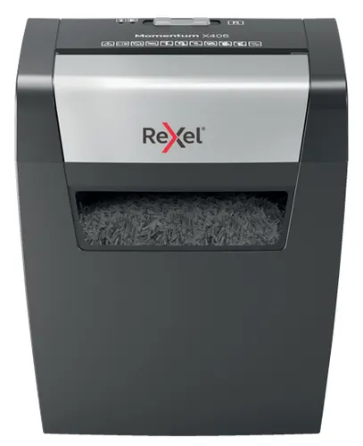 Rexel Momentum X406 niszczarka Rozdrabnianie przez cięcie cząstek 70 dB Niebieski, Szary
