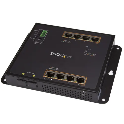 StarTech.com IES101GP2SFW przełącznik sieciowy Zarządzany L2 Gigabit Ethernet (10/100/1000) Obsługa PoE Czarny