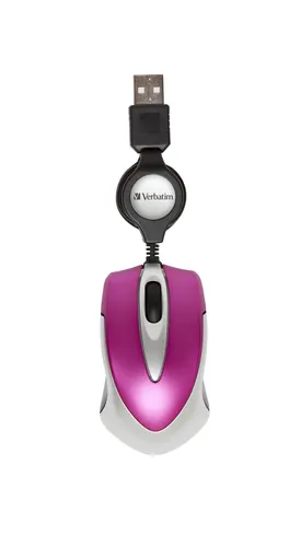 Verbatim Go Mini myszka Biuro USB Typu-A Optyczny 1000 DPI, różowa