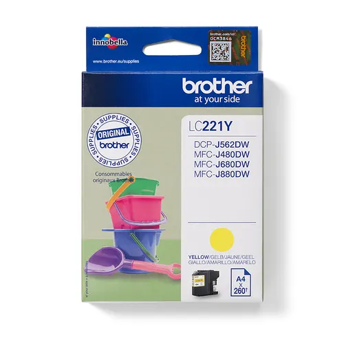 Brother LC221Y nabój z tuszem 1 szt. Oryginalny Żółty