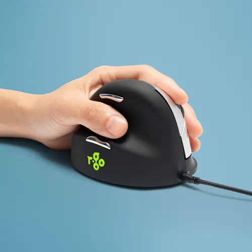 R-Go Tools Ergonomiczna mysz R-Go HE Break mysz z aplikacją do robienia przerw, rozmiar duży, leworęczna, przewodowa, czarna