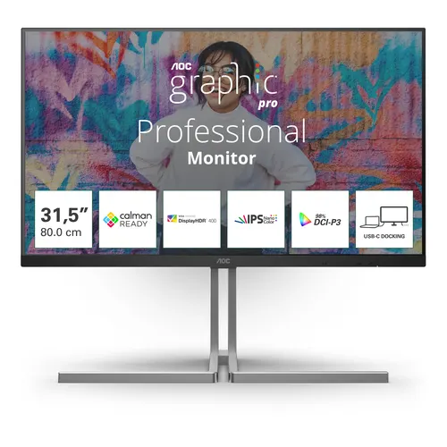 AOC U3 U32U3CV monitor komputerowy 80 cm (31.5") 3840 x 2160 px 4K Ultra HD LCD Czarny