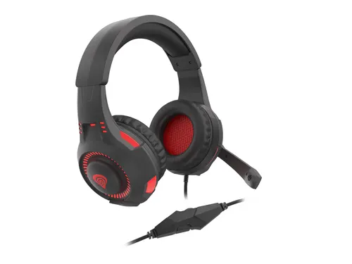 GENESIS Radon 210 Zestaw słuchawkowy Przewodowa Opaska na głowę Gaming USB Typu-A Czarny, Czerwony