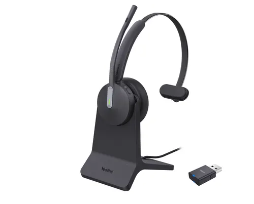 Yealink WH64 Hybrid Mono with Charging Stand Headset Zestaw słuchawkowy Bezprzewodowy Opaska na głowę Biuro/centrum telefoniczne Micro-USB Bluetooth Czarny