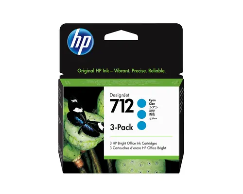HP Zestaw 3 błękitnych wkładów atramentowych 712 DesignJet 29 ml