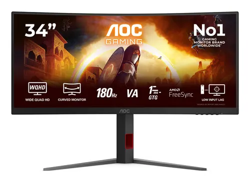 AOC G4 CU34G4 monitor komputerowy 86,4 cm (34") 3440 x 1440 px Wide Quad HD LED Czarny, Czerwony