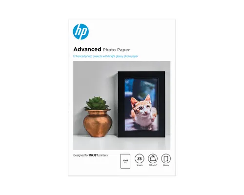 HP Papier fotograficzny Advanced, błyszczący, 250 g/m2 10 × 15 cm (10 × 15 cm), 25 arkuszy